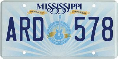 MS license plate ARD578