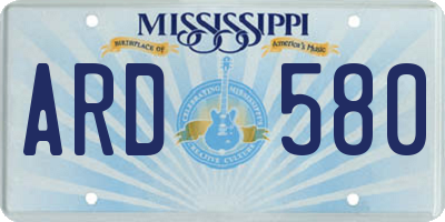 MS license plate ARD580