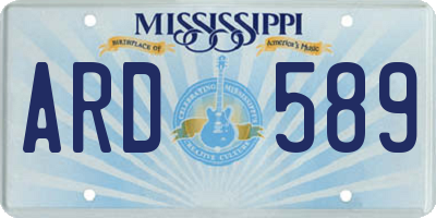 MS license plate ARD589