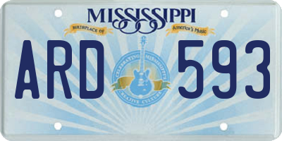 MS license plate ARD593