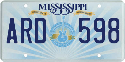 MS license plate ARD598