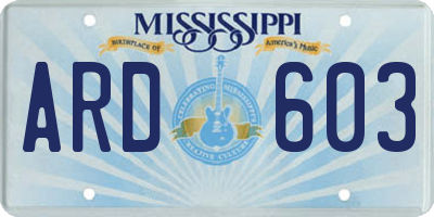 MS license plate ARD603