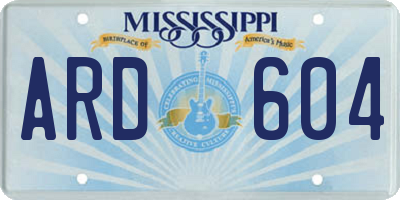 MS license plate ARD604