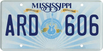 MS license plate ARD606