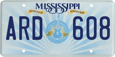 MS license plate ARD608