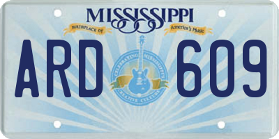 MS license plate ARD609