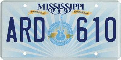 MS license plate ARD610