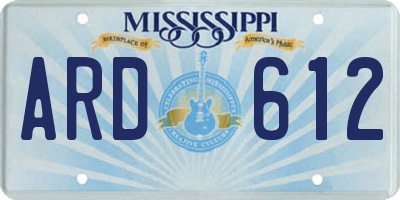 MS license plate ARD612