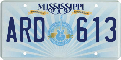 MS license plate ARD613