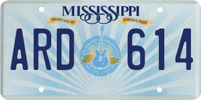 MS license plate ARD614