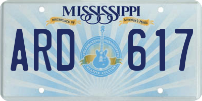 MS license plate ARD617