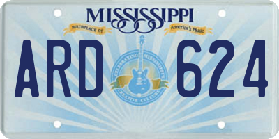 MS license plate ARD624