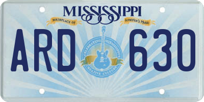 MS license plate ARD630