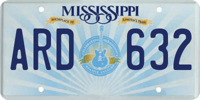 MS license plate ARD632