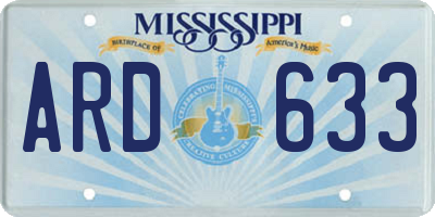 MS license plate ARD633