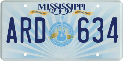 MS license plate ARD634