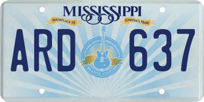 MS license plate ARD637