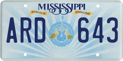 MS license plate ARD643