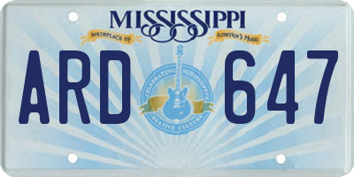 MS license plate ARD647