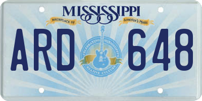 MS license plate ARD648