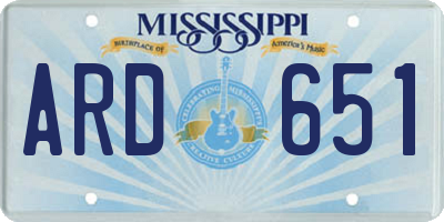 MS license plate ARD651