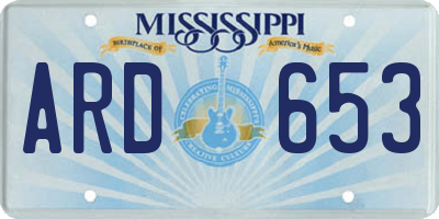 MS license plate ARD653