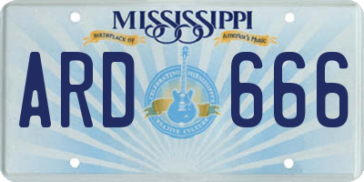 MS license plate ARD666