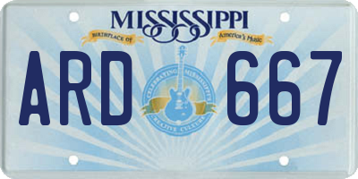 MS license plate ARD667