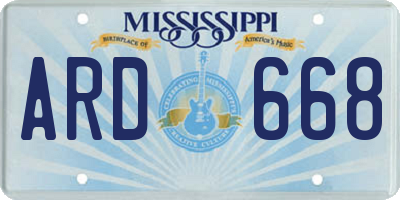 MS license plate ARD668