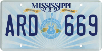 MS license plate ARD669