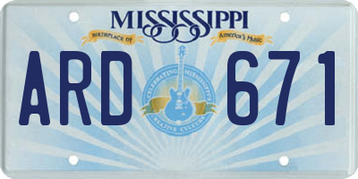 MS license plate ARD671