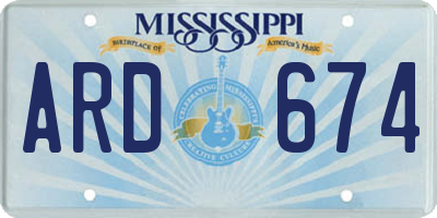 MS license plate ARD674