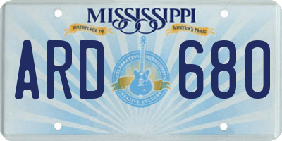 MS license plate ARD680