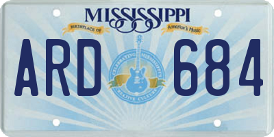 MS license plate ARD684