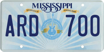 MS license plate ARD700