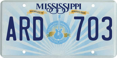 MS license plate ARD703