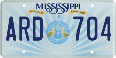 MS license plate ARD704
