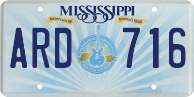 MS license plate ARD716