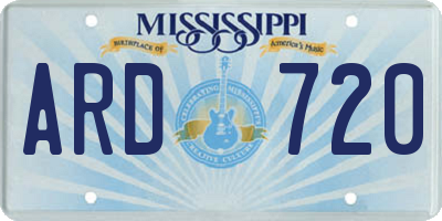 MS license plate ARD720