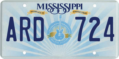 MS license plate ARD724