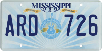MS license plate ARD726