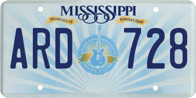 MS license plate ARD728