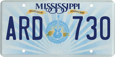 MS license plate ARD730