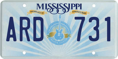 MS license plate ARD731