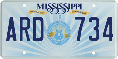 MS license plate ARD734