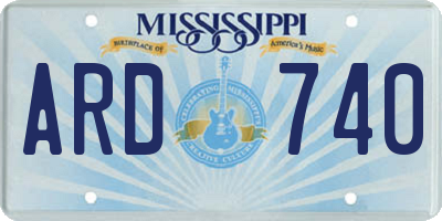 MS license plate ARD740