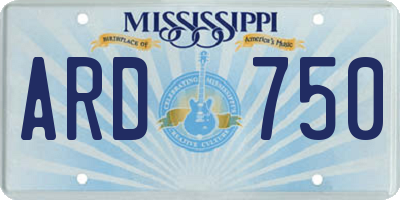 MS license plate ARD750