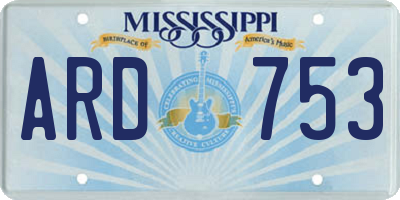 MS license plate ARD753