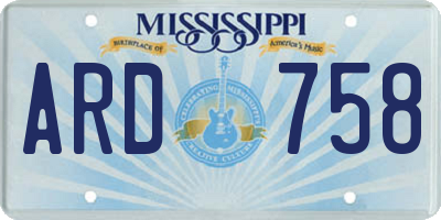 MS license plate ARD758
