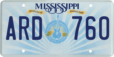 MS license plate ARD760